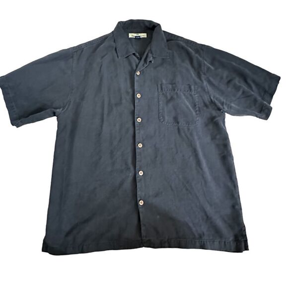 Tommy Bahama ~ Swinger’s Choice Black/dark Grey silk shirt ~ machine washable ~M - Picture 1 of 7